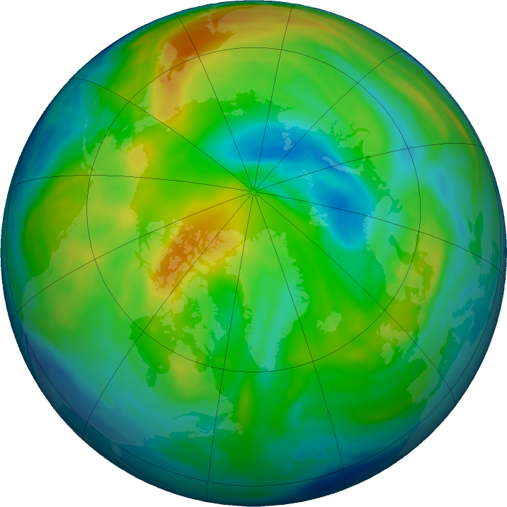 Arctic ozone map for 09 December 2022